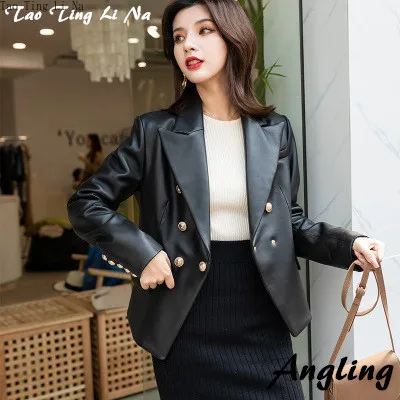 Tao Ting Li Na Women Spring Genuine Real Sheep Leather Jacket R35