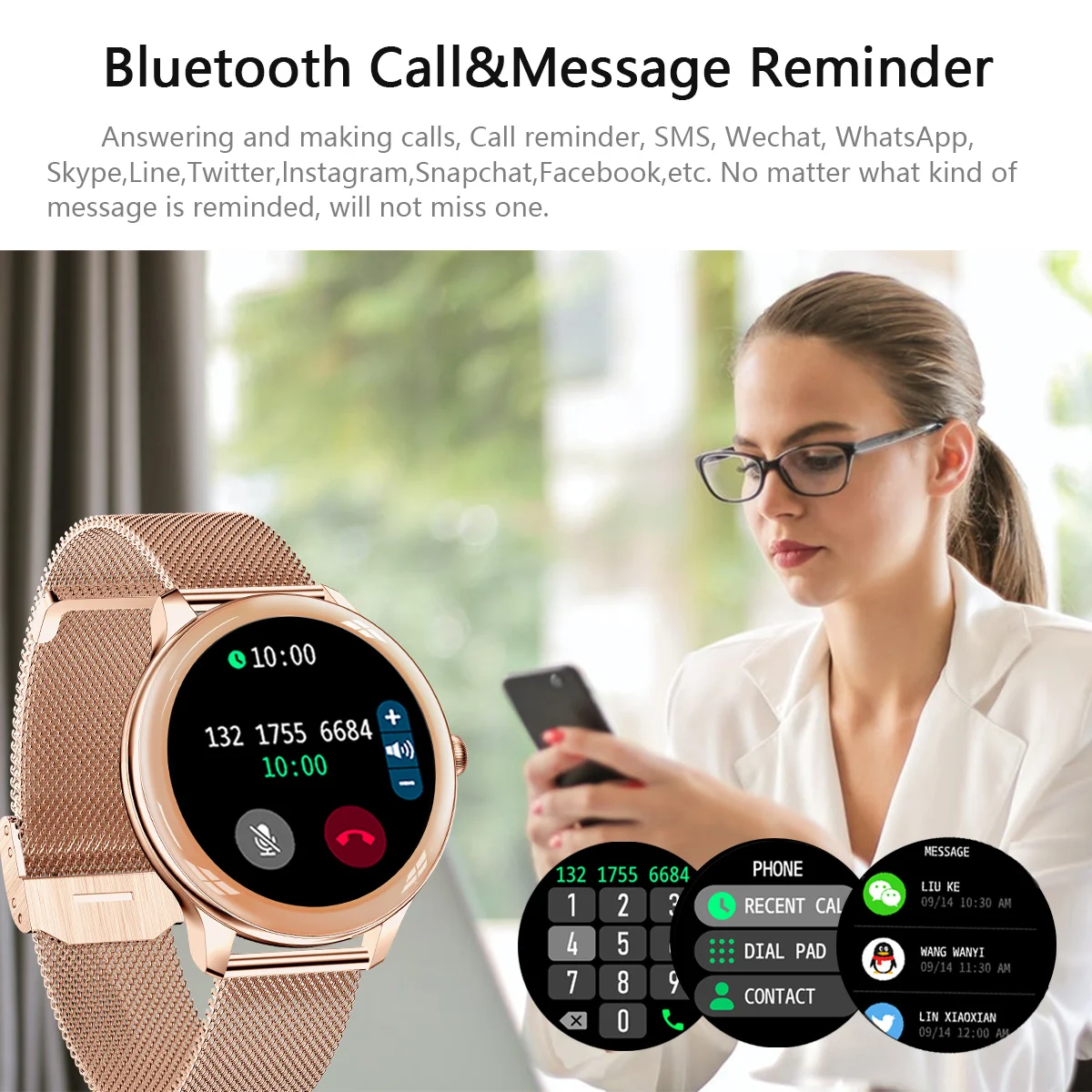 Новинка 2023 г. умные часы с Bluetooth и функцией вызова Женский монитор сердечного