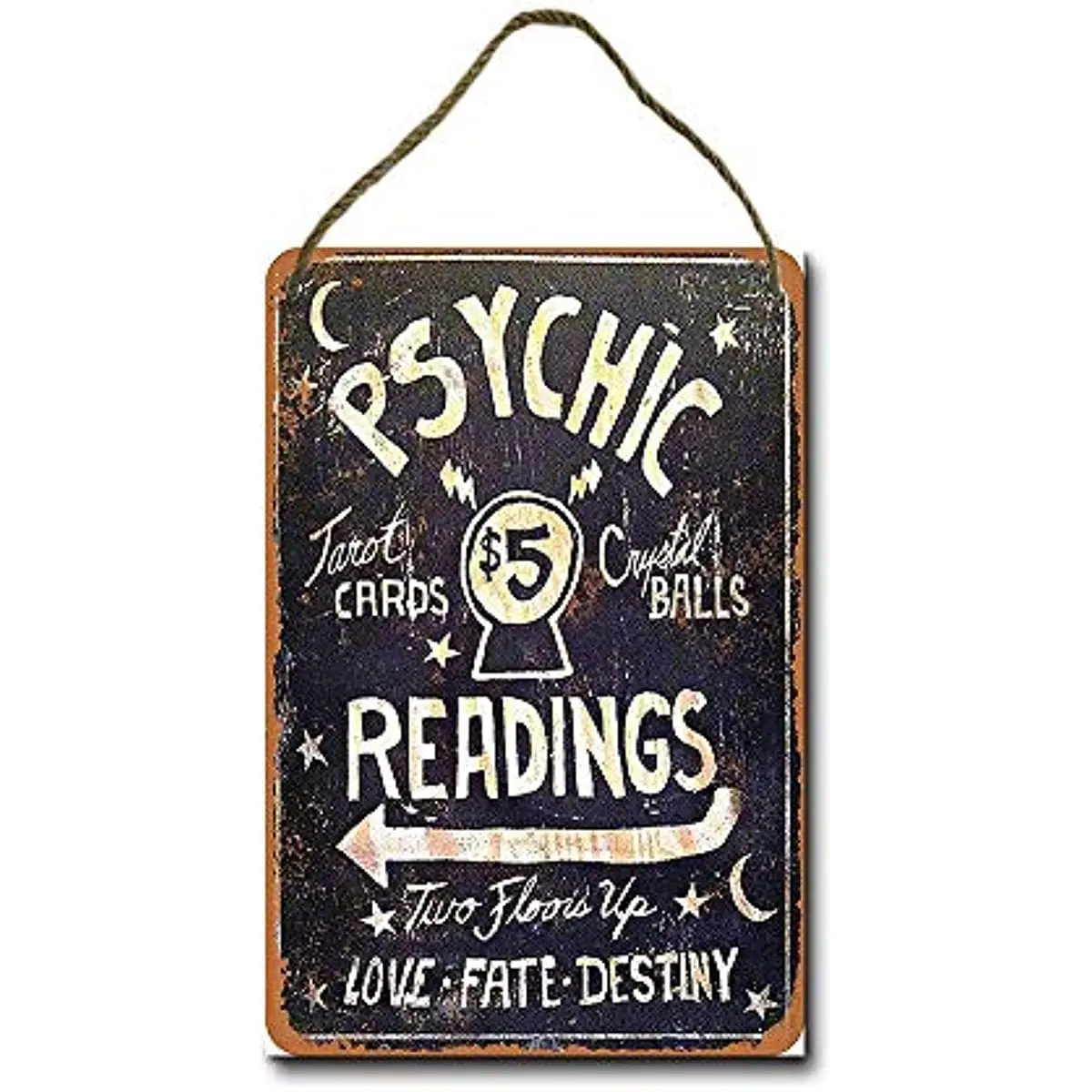 Psychic Readings $5 Tarot Cards Crystal Balls Hanging Sign Decor Home Decor Wood Sign Plaque 12" x 6" Hanging Wall Art