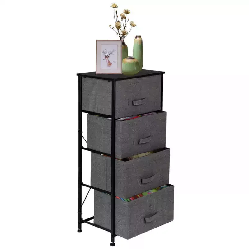

4-уровневый органайзер для хранения, ящик, комод, башня, тканевый ящик, органайзер с 4 удобными выдвижными ящиками с металлической рамой, дере...