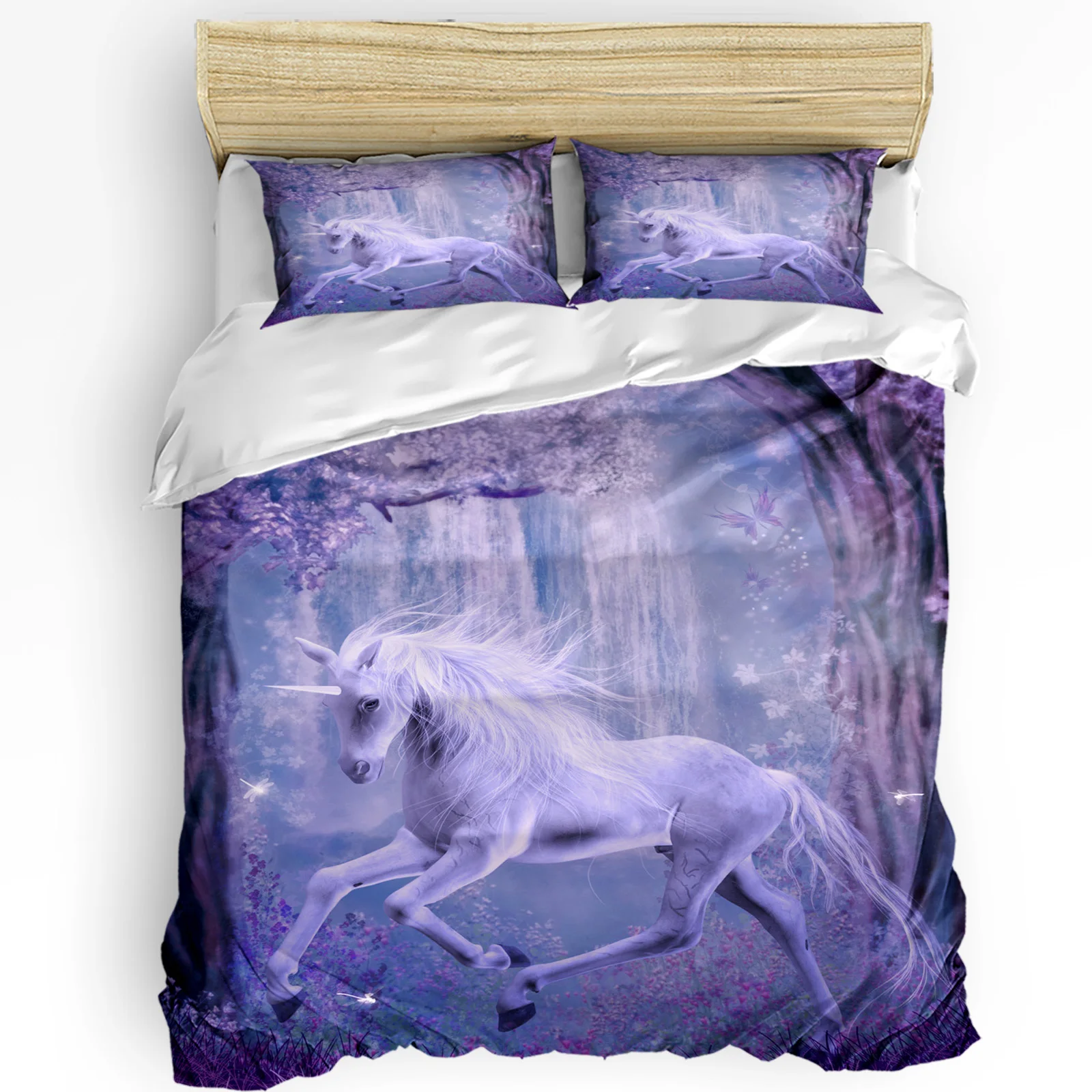 

Комплект постельного белья из 3 предметов с рисунком сказочного единорога и леса