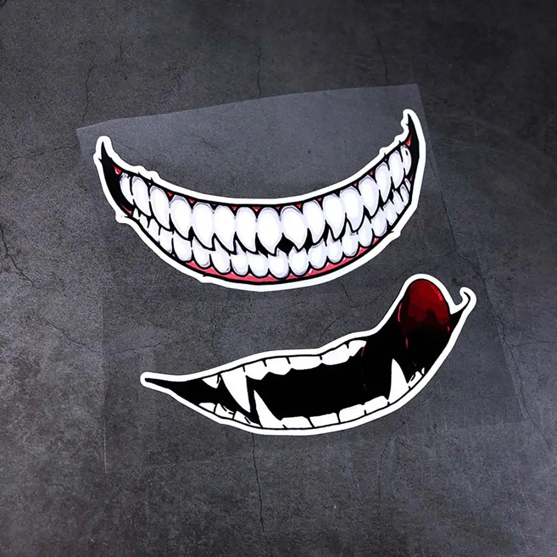 

Creative Motorcycle Helmet Stickers Marks Headlight Decal Evil Tooth Car Sticker Dark Personality Tooth Scratch Decor Sticker