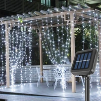 fairy solar curtain lights 3m 300led waterproof solar led light outdoor garland solar power lamp for garden christmas decoration