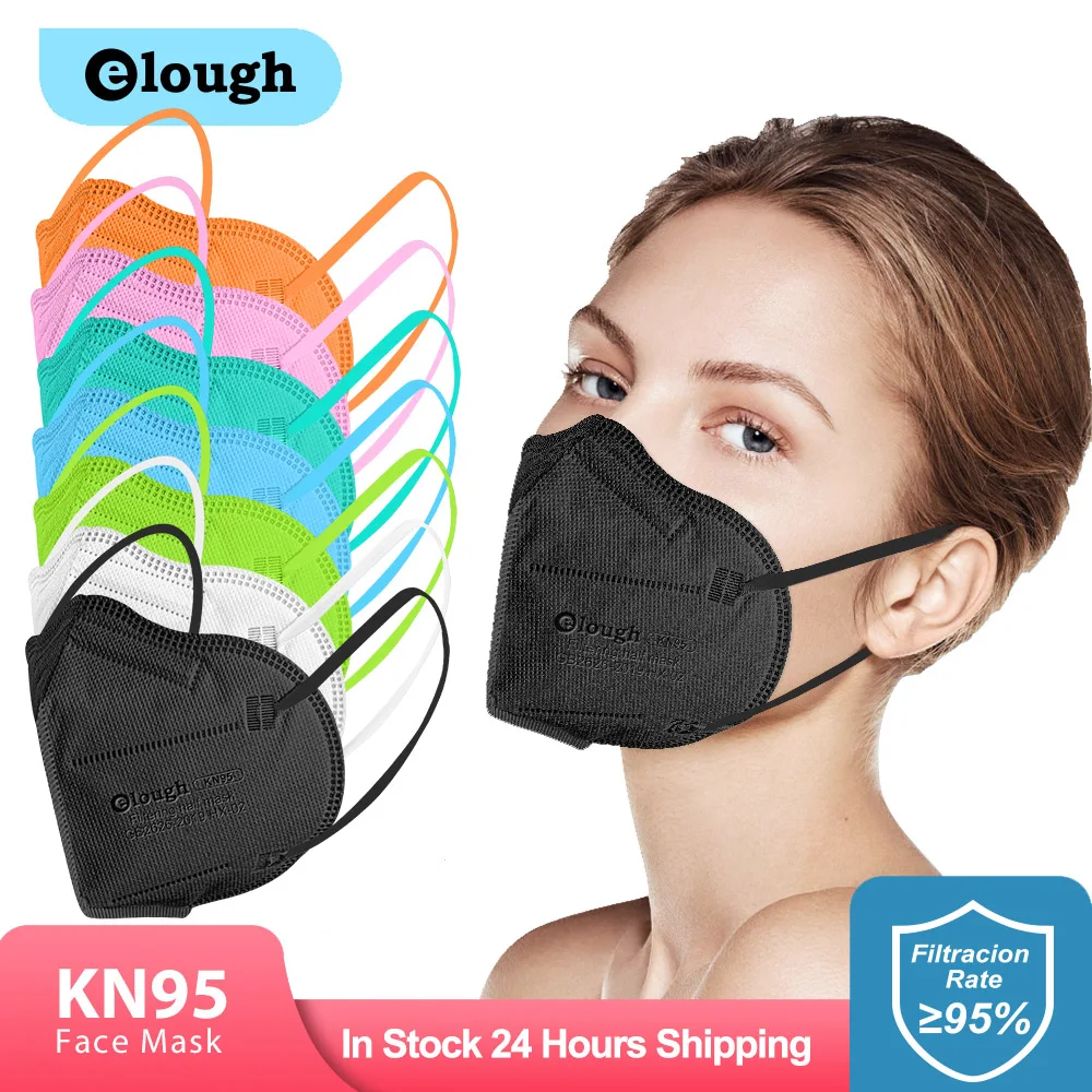 

5 Layers Reusable KN95 Masks FFP2 Mascarillas FPP2 Homologadas FFP2MASK Adult Black Protective Face Mask Respirator Masque noir
