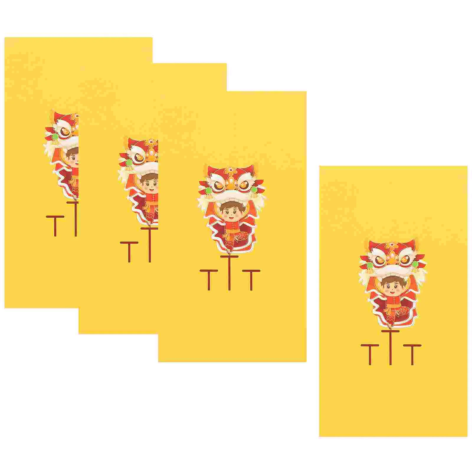 

4 шт. красные конверты, бумажные пакеты с драконом, наличные деньги, традиционный карман, 2024 пакетов