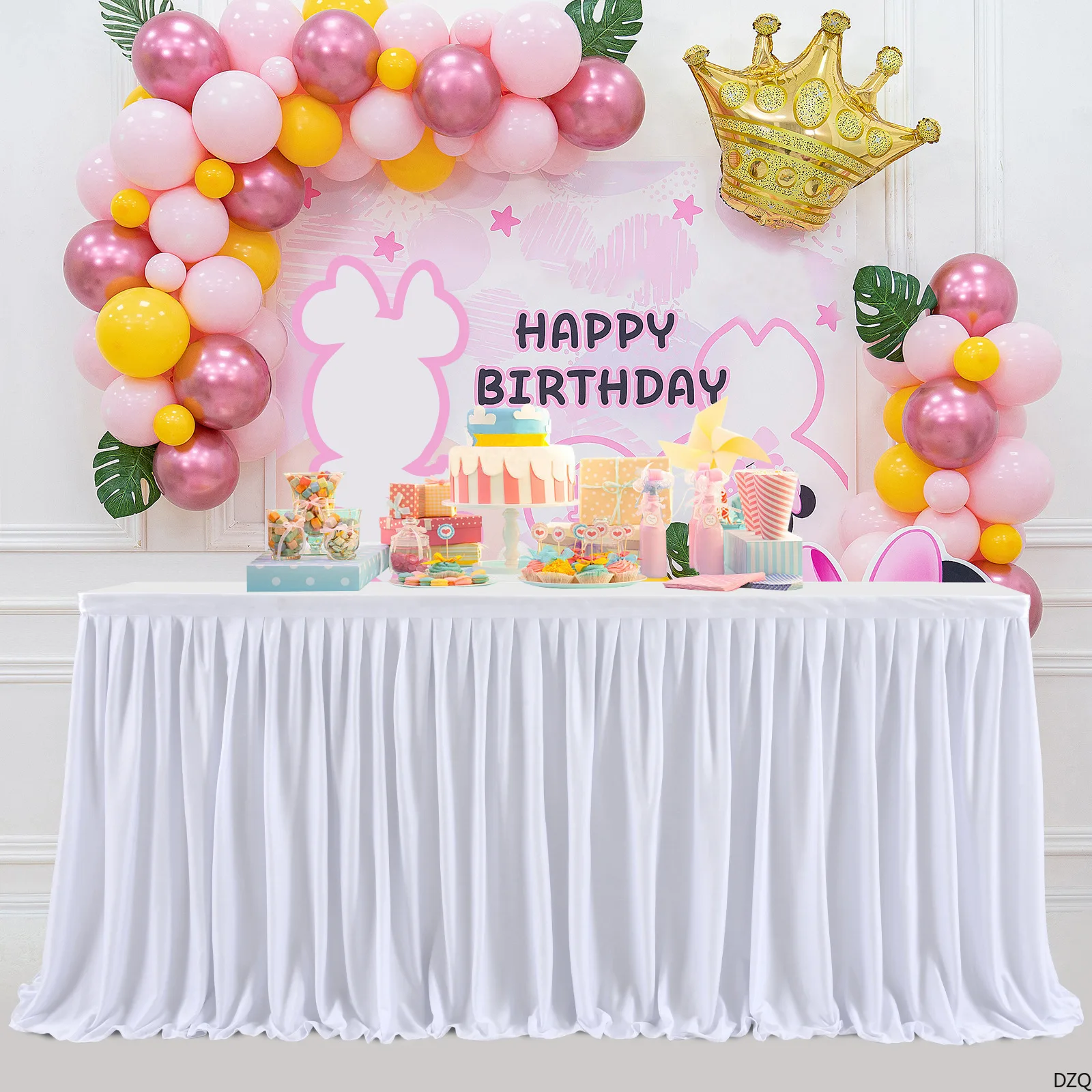 

Party Table Skirt Cover 6ft Check-in Dessert Tulle Table Skirting Wedding Hotel Conference Table Skirt Party Decoration