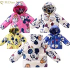 Демисезонный комплект одежды для маленьких мальчиков и девочек с Микки и Минни, хлопковая куртка с капюшоном и милым рисунком, зимняя теплая куртка с принтом