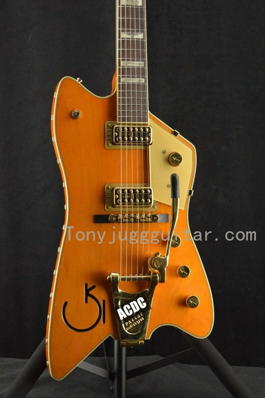 

Billy Bo Jupiter Orange Eddie Cochran Thunder Electric Guitar , Bigs Tremolo Bridge, Gold Hardware