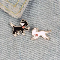 cute black and white cat pins brooches for women girls cartoon flower enamel backpack sweater badge friends gift jewelry