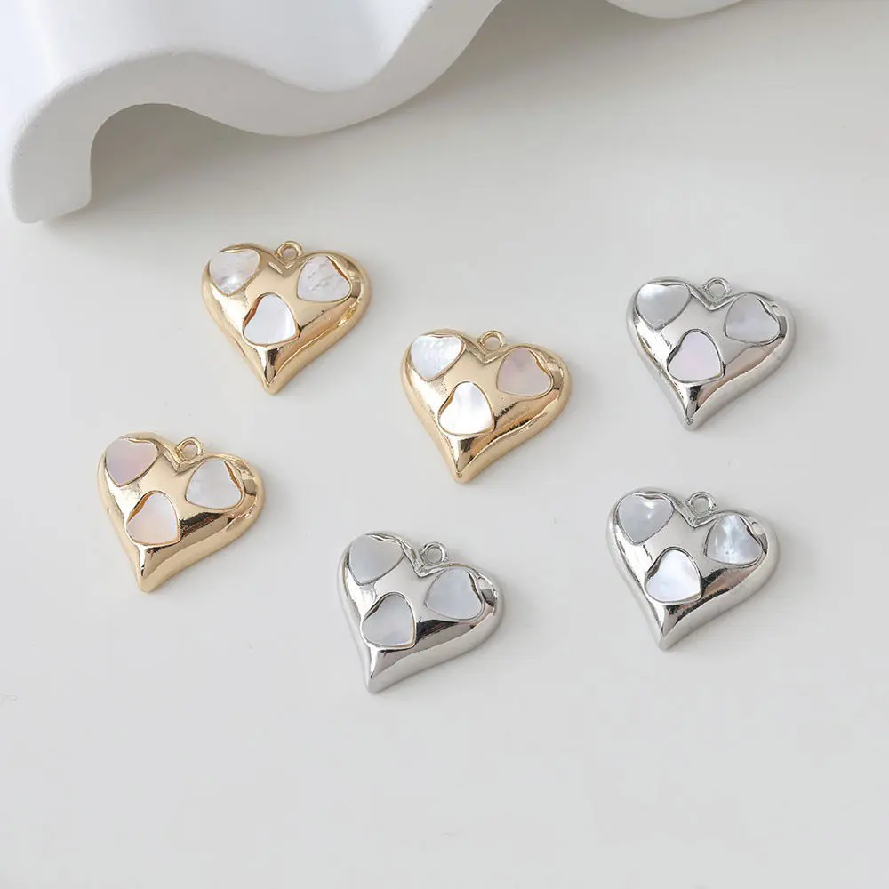 

2PCS 19mm Heart-shaped Shell Necklace Pendant Love Jewelry Making Supplies DIY Hand Made Brass 14k Gold Plated Accessories