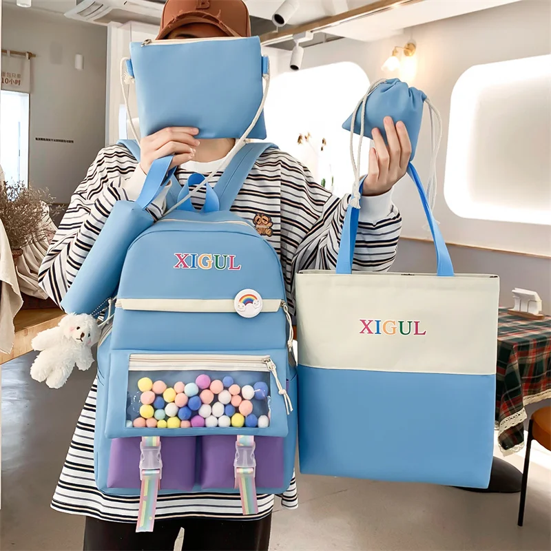 5 шт./комплект женский рюкзак для ноутбука с лентами |