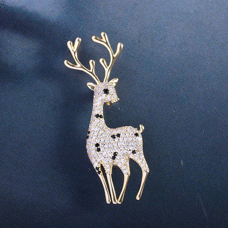 

New Korean Version of The Female Micro-encrusted Zircon Corsage Cute Deer Brooch Fashion Small Fresh Ins Clothing Accessories