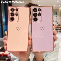 for samsung s22 ultra case vintage plating bumper heart silicone case cover for samsung a52 a52s 5g a53 5g s22 s21 ultra s20 fe