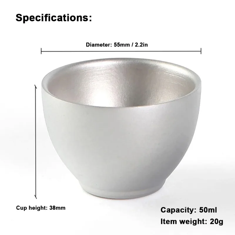 1 шт. чайная чашка для кемпинга портативная посуда пикника титановая с двойными