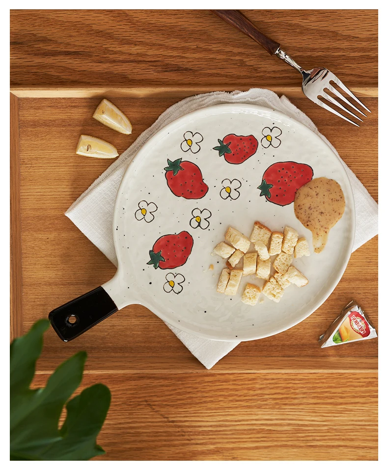 Тарелка для пиццы противень выпечки керамическая тарелка подсеть ручка красного