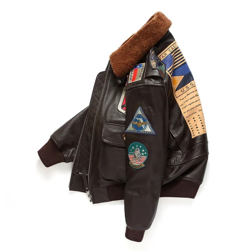 Темно-коричневый топ пистолет зимняя мужская куртка Пилот Военный стиль