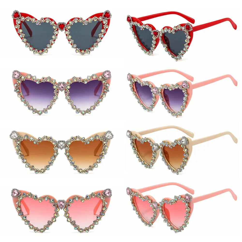 

Женские очки в стиле ретро, хип-хоп, блестящие солнцезащитные очки для женщин, солнцезащитные очки в форме сердца с бриллиантами, солнцезащи...