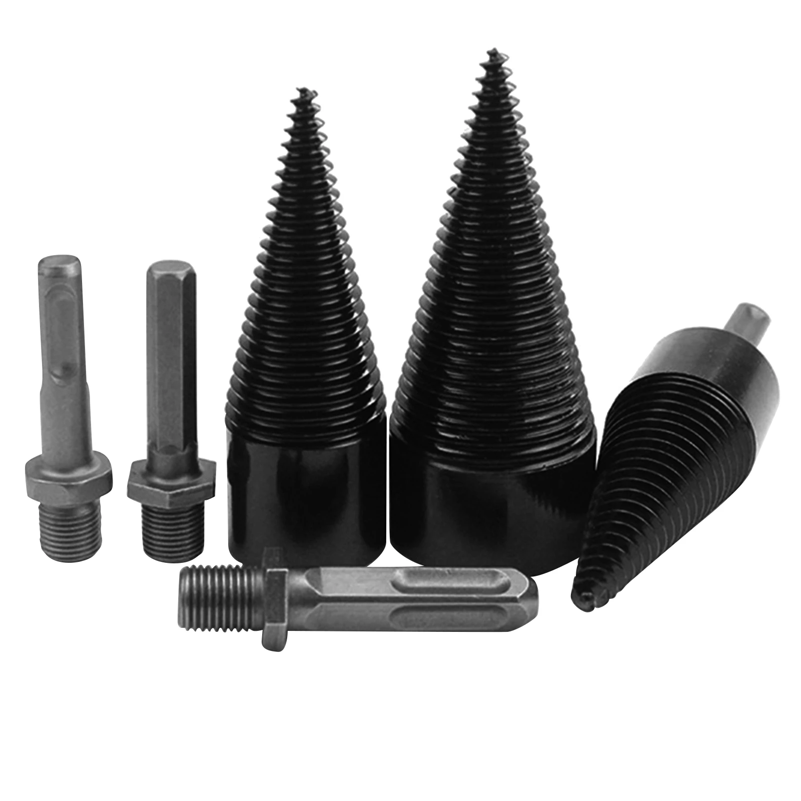 

6pcs/set Heavy Duty Screw With Shanks Tool Cone Drill Bit Household Splitting Wood Driver Cut Firewood Log Wedge 32mm 42mm