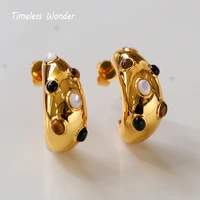 timeless wonder fancy geo tiger eye stone stud earrings for women designer jewelry gothic runway ins rare trendy gift top 4021