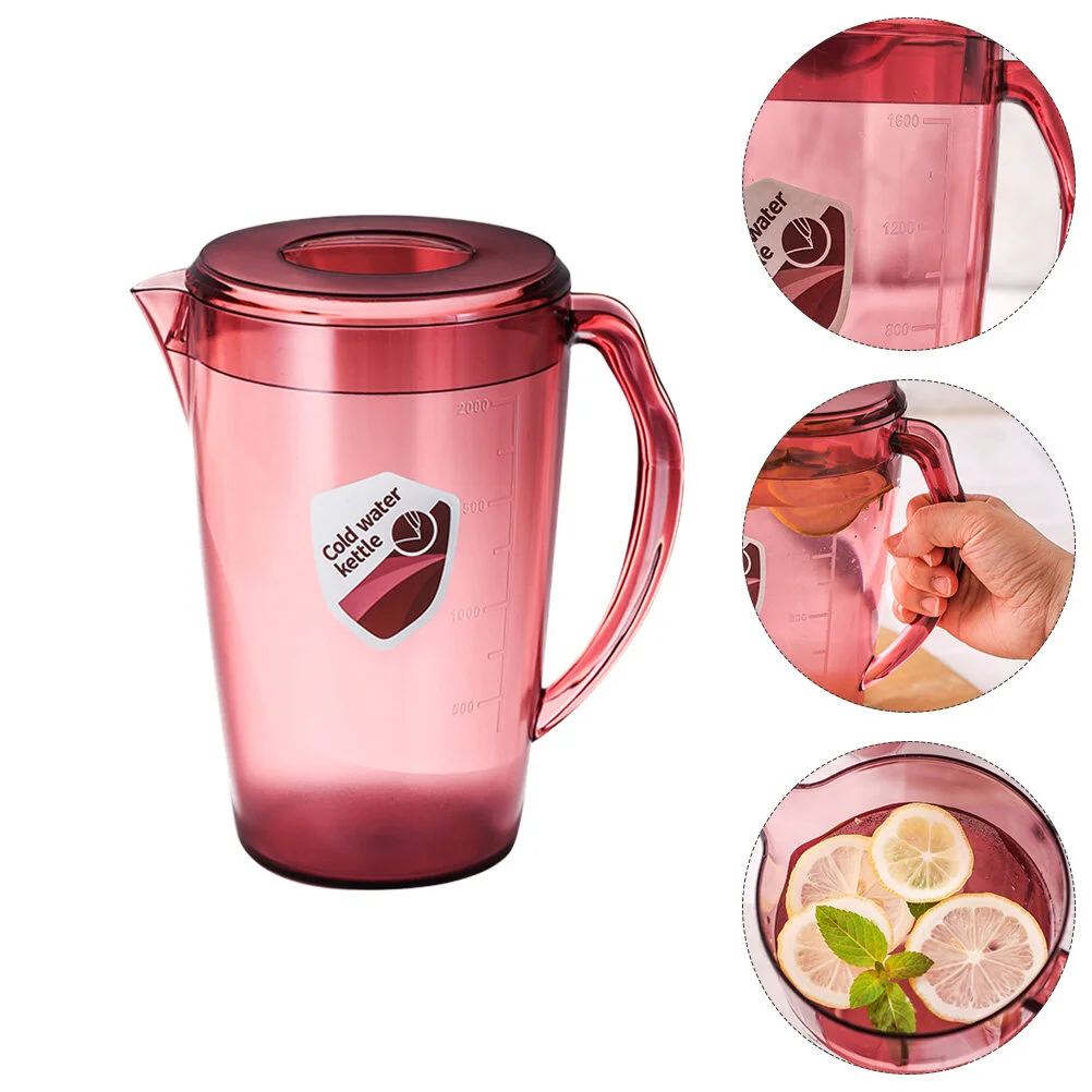 

Plastic Cold Water Bottle Large Capacity Juice Kettle Clear Container Lid Pitcher Tea Storage Glass Multipurpose Pot Scales