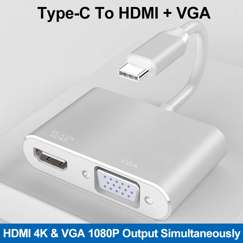 

USB HUB C 3.0 To VGA Adpater Video For Macbook Laptop Projector Home Product Customized TYPE C 3 IN 1