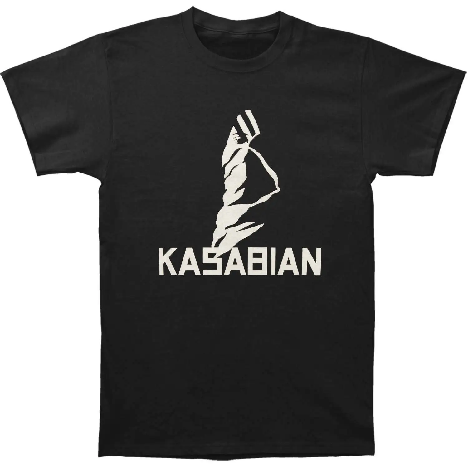 Мужская приталенная футболка Kasabian Ultra Face 2004 Tour черная большого размера