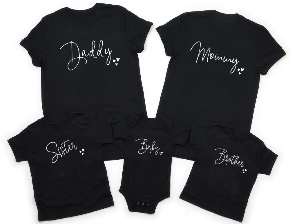 

Father Mother Daughter Son Tshirts Baby Clothes Family Matching Clothes Summer Daddy Mommy Brother Sister Baby Print Outfit Tees