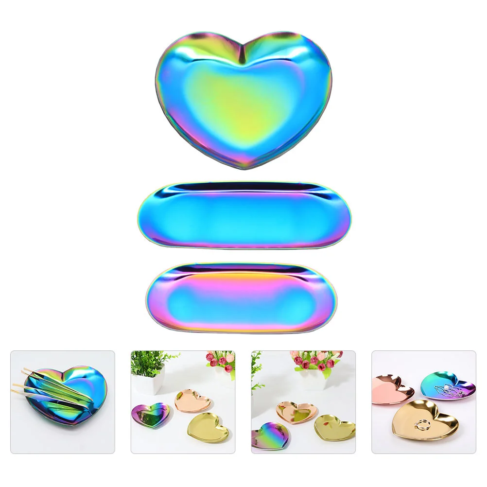 

Tray Plate Jewelry Storage Bracelet Earrings Ring Holder Color Metal Bowl Fruit Make Up Catchall Steel Stainless Engagement Dish