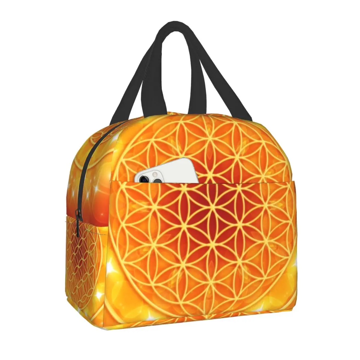 

Теплоизолированные Ланч-боксы с изображением цветка жизни, светильник, для улицы, пикника, геометрической мандалы, водонепроницаемый термо...