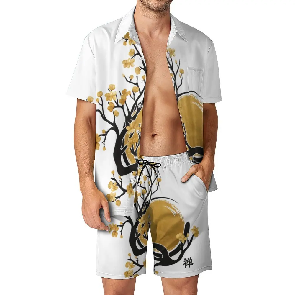 

Enso Circle And Bonsai 11 Men's Beach Suit Casual Graphic 2 Pieces Pantdress High Quality Leisure USA Size