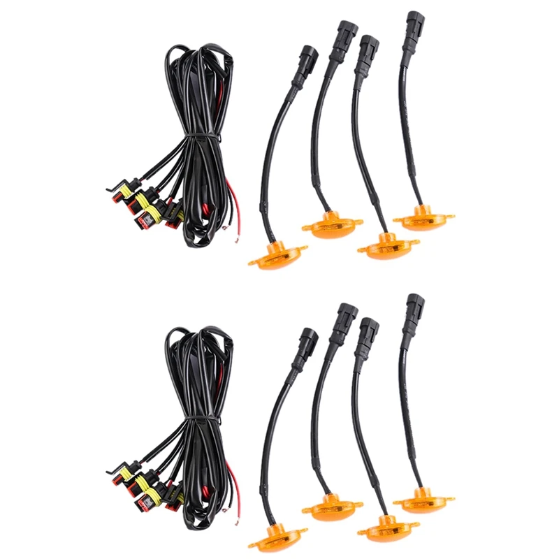 

2X [ Plug & PLAY ] Car LED Front Grille Smoked Amber Light Daytime Running Lights Lamp For Universal Pickup SUV Truck