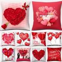 square decoration pillow cover valentines day rose romantic love pattern pillow cover living room bedroom sofa cushion cover