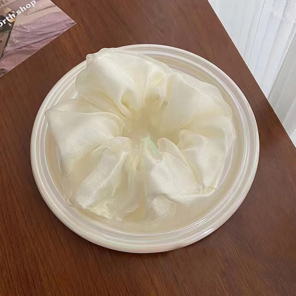 Модная элегантная веревка для волос из органзы черный бежевый хаки резинка с