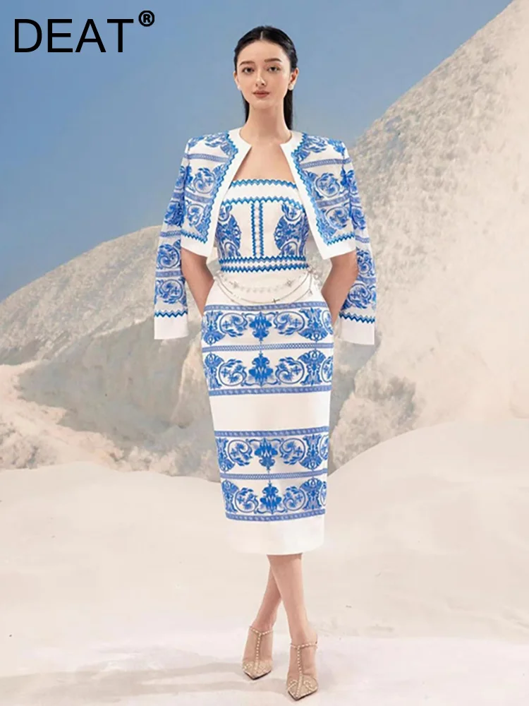 

Женское платье без бретелек DEAT, облегающее платье с открытой спиной и высокой талией, без рукавов, 13DB3298, лето 2023