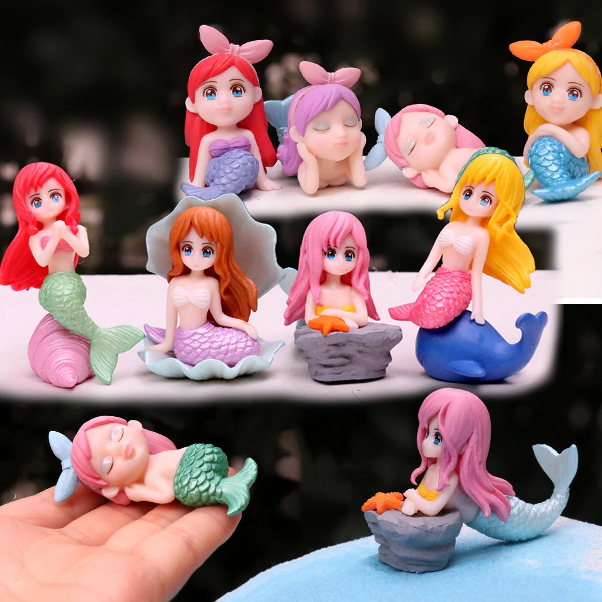 

Красивая девочка принцесса мультфильм аниме экшн-фигурки Русалка пляж искусственные фигурки украшение для дома Подарочная кукла