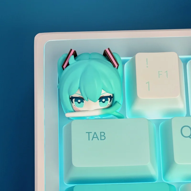 Фото Hatsune Miku аниме периферийные колпачки для клавиш Fufuvocaloid серии мультфильм смола персонализированные трехмерные колпачки для ключей модель игрушки подарки №2