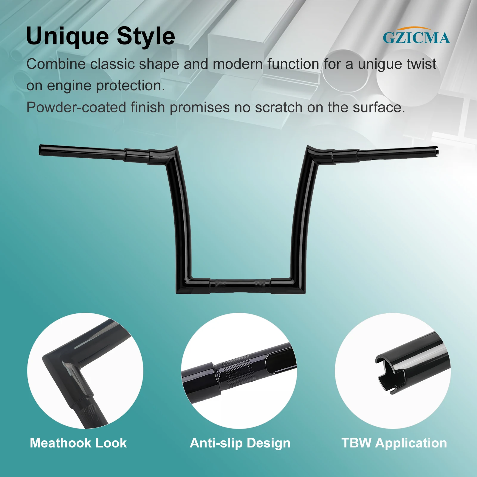 GZICMA Ape Hanger руль мотоцикла 1 5 дюйма Fat Bar глянцевый черный для моделей Harley Davidson Touring