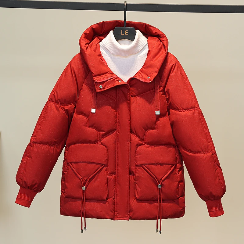 Winter Jacket Women Overcoat Thick Down Cotton Padded Short Parkas Mujer Oversize Casual Hooded Bubble Coat Female