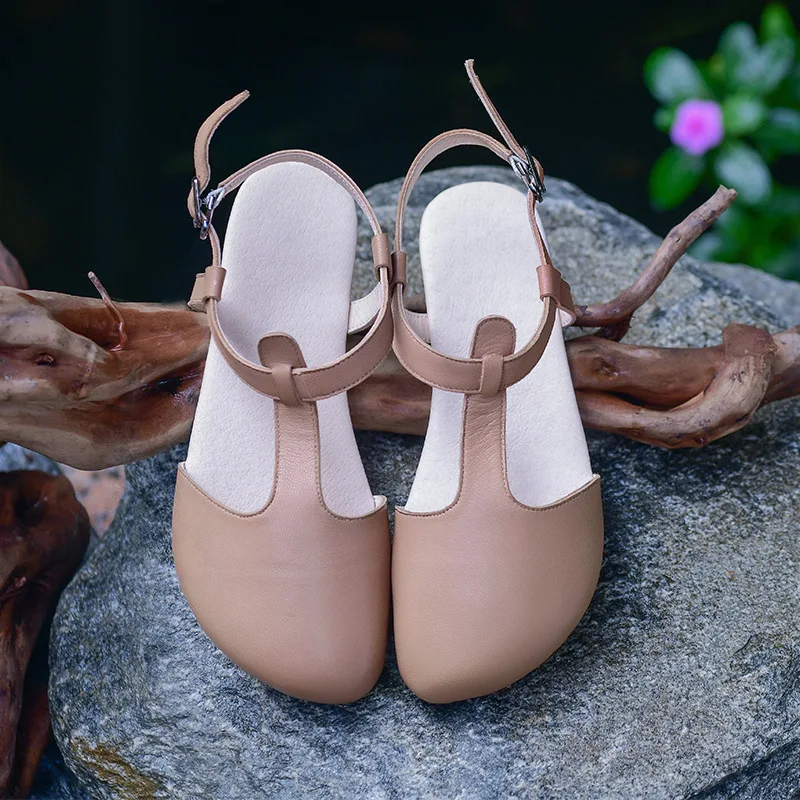 

Женские сандалии Careaymade из натуральной кожи, удобная обувь ручной работы, без каблука, для отдыха, простая обувь без каблука