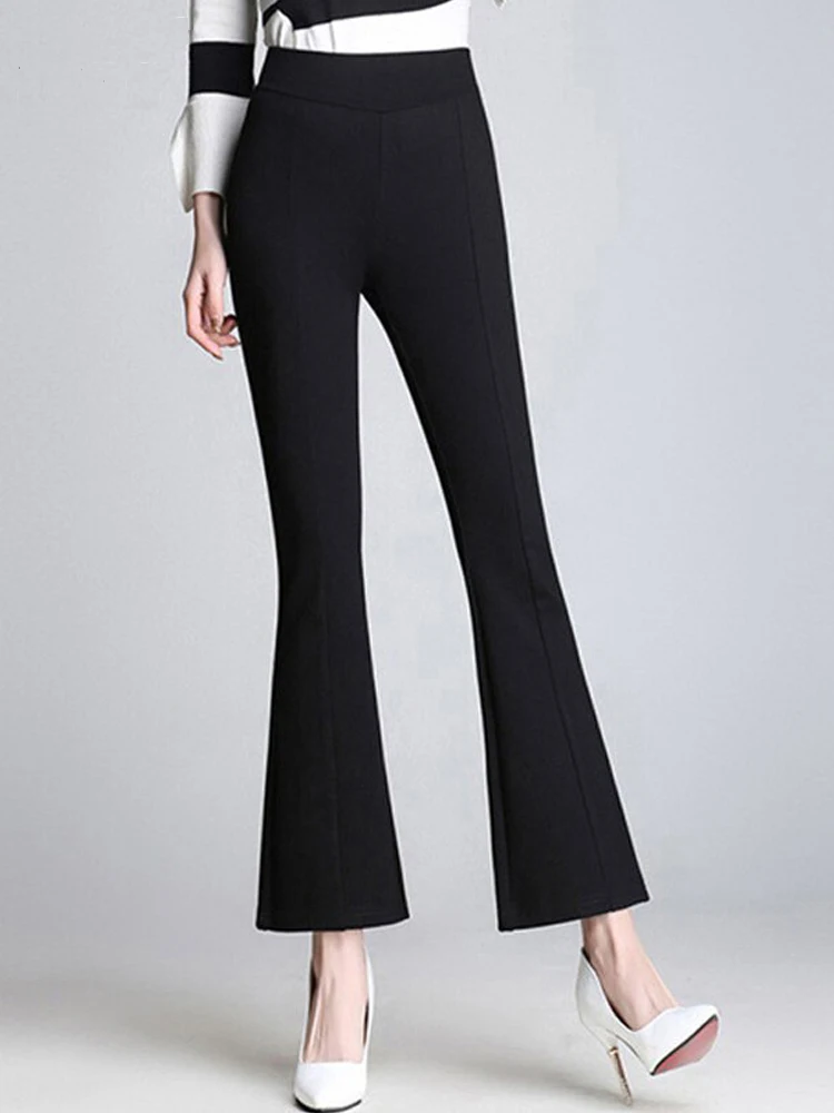 

Брюки рабочие Xisteps женские с завышенной талией, однотонные черные брюки-стрейч с широкими штанинами, повседневные штаны, 2022