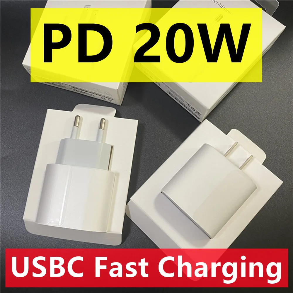 

10pcs/Lot 20W PD Fast Charging USB-C Power Adapter EU US UK KR Wall Charger For i 11 12 13 Pro Max with Original Retail Box