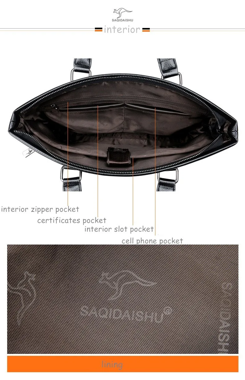 new Men briefcases leisure business Bag document quality PU formal work bags  large capacity handbag Male Messenger handbags