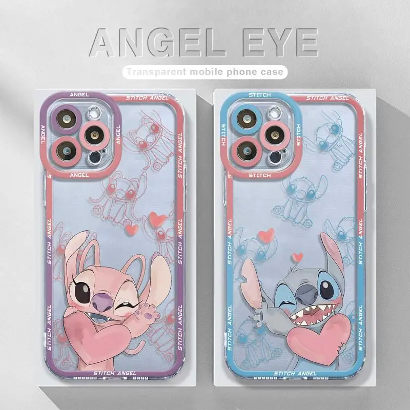 

Love Stitch Angel Smile Clear Phone Case For Apple iPhone 14 13 12 11 Pro Max 13 12 Mini XS Max XR X 7 8 6 6S Plus Soft Cover