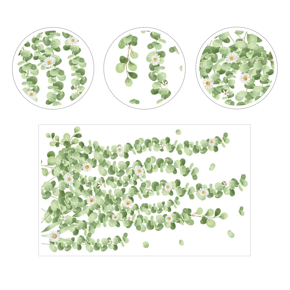 

Wall Decals Green Wallpaper Decal Living Adhesive Self Sticker Bedroom Floral Watercolor Style Decor Leaf Cabinet Leaves Poster