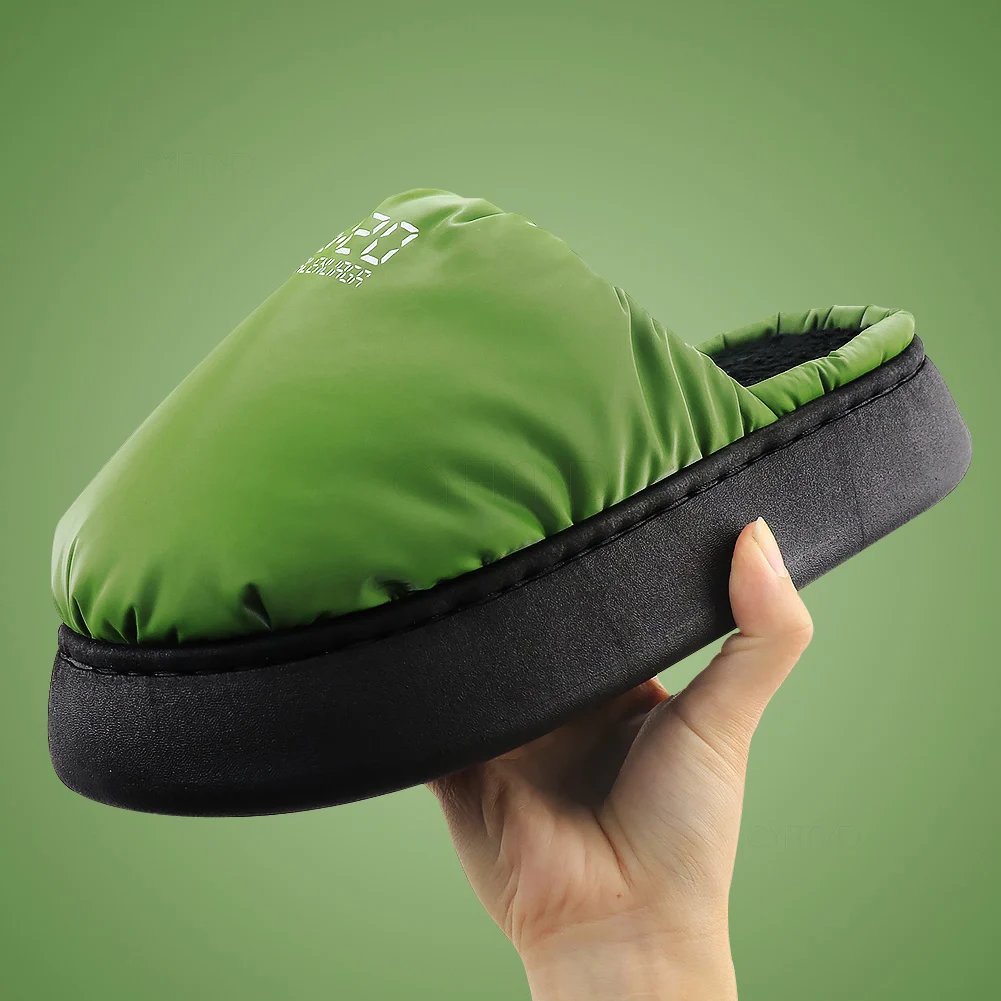 

Winter House Slippers for Men Casual Thick Sole Shoes Warm Plush Man Home Slippers Soft Non-slip Indoor Slippers Male Big Size