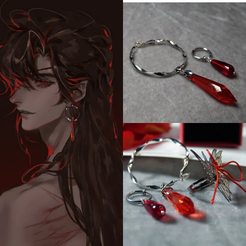 

Gift Loft Anime Tian Guan Ci Fu Manga Hua Cheng Earring Handmade Cosplay Accessiores