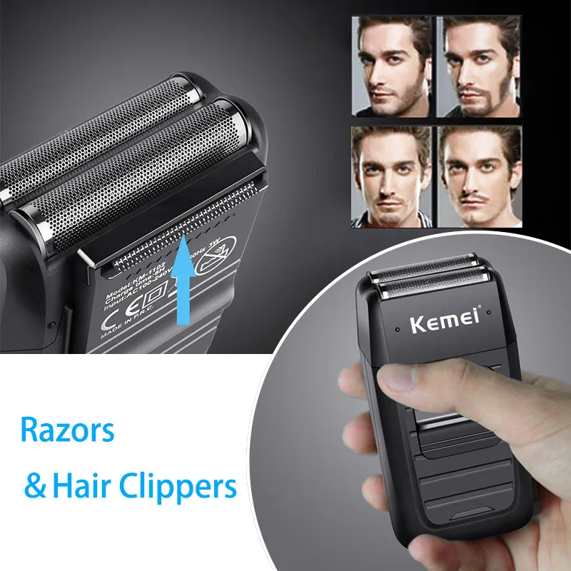 Kemei Машинка для стрижки волос Перезаряжаемый триммер бороды ЖК-дисплей