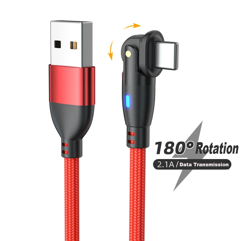 180 ° Вращающийся Кабель Для Быстрой Зарядки QC3.0 5A Передачи Данных Type-C