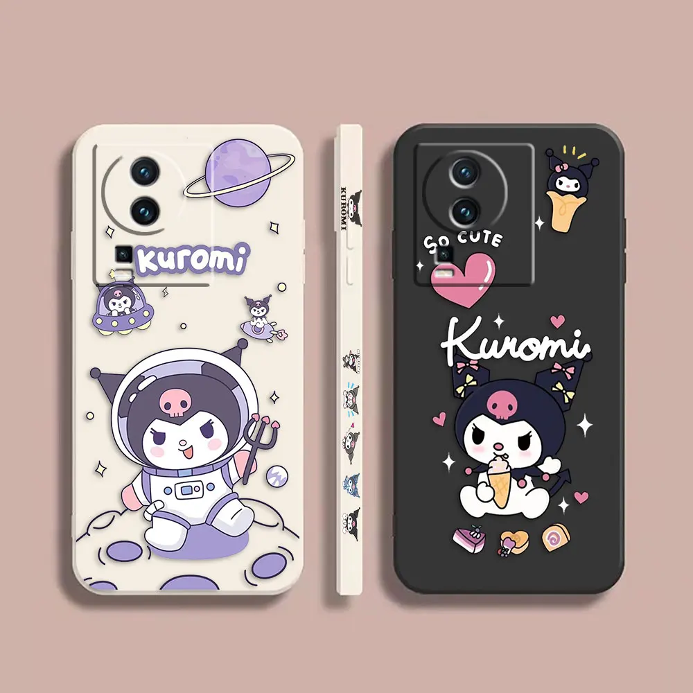

Case For VIVO IQOO 5 7 8 9 10 11 Pro 5G Z3 Z5 Z6 Z7 NEO3 5 5S 6 7 Colour Simple Liquid Silicone Case Cartoon K-Kuromi Art