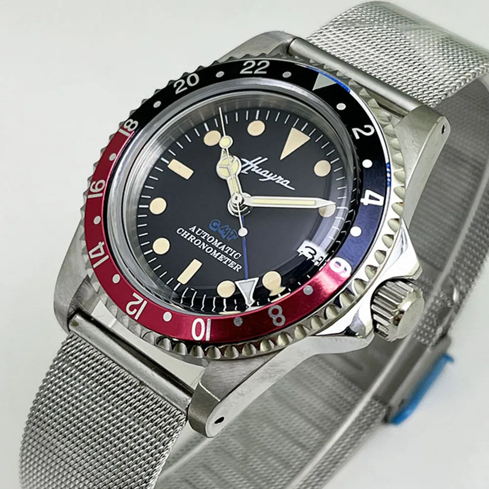 Машина HUAYRA Автоматический GMT Год NH34 От запястья до красного и синего безеля